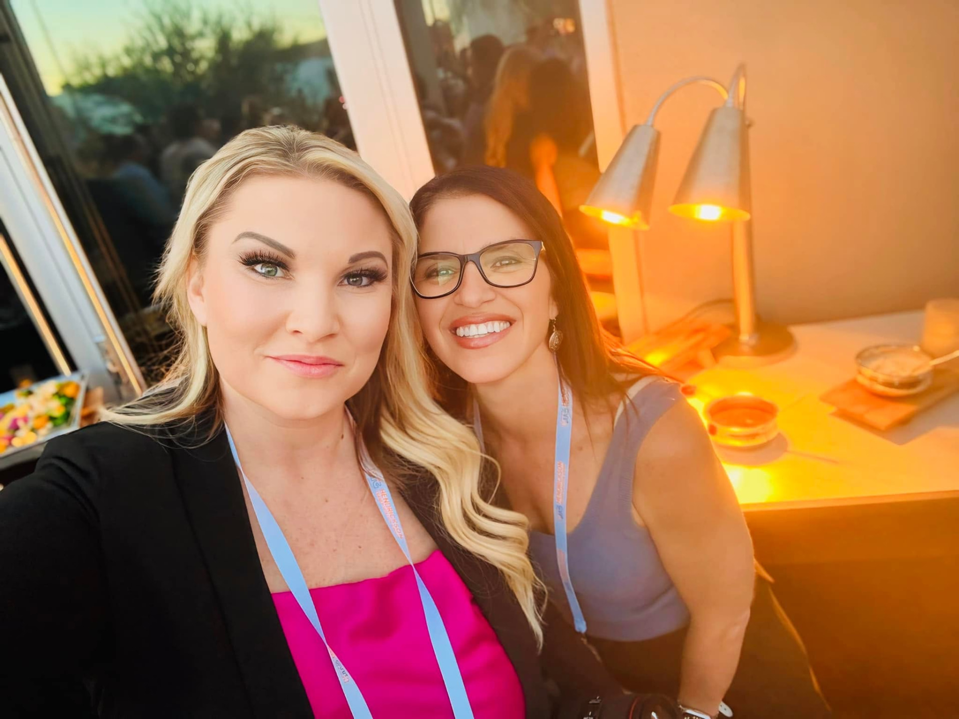 Michelle Robertson with an industry colleague at an evening conference reception